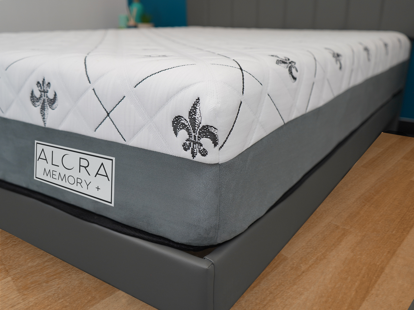 Side profile of 10 inch medium-soft memory foam mattress showing layered support and modern design