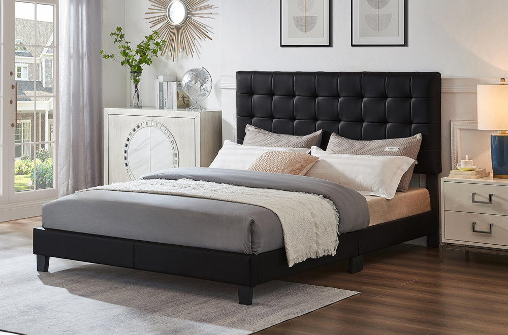 Black Tufted Bed Frame With Mattress
