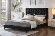 Black Tufted Bed Frame With Mattress