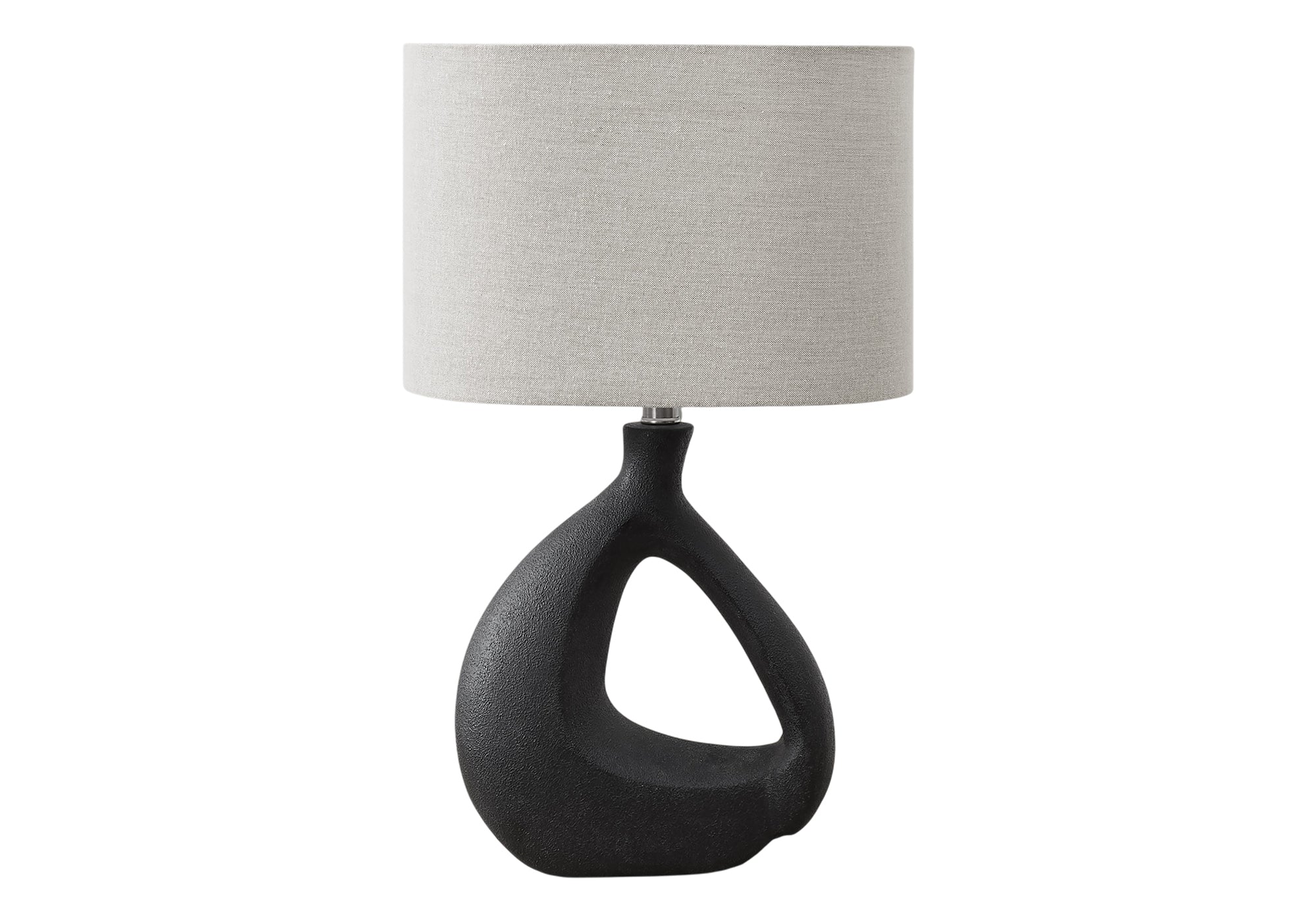 23"H TABLE LAMP BLACK RESIN / GREY SHADE