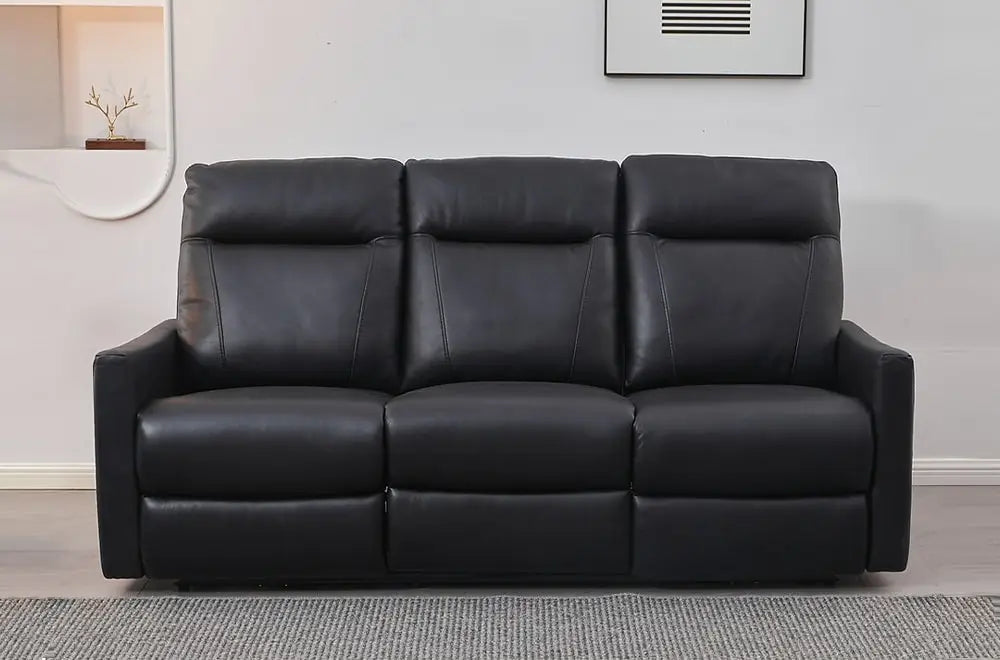 Modern Black Leather Power Recliner Sofa Set