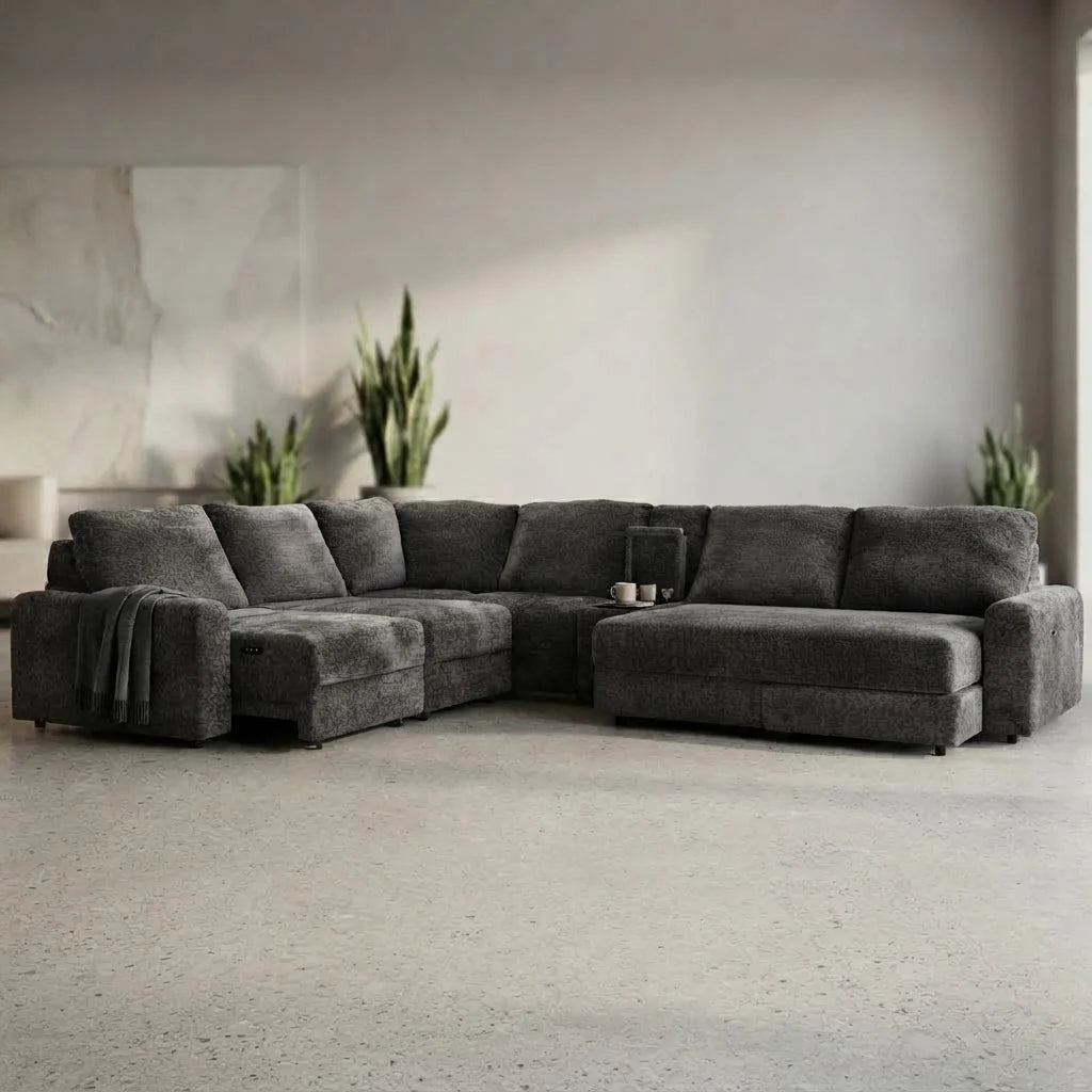 7-piece sectional with center console and cupholders