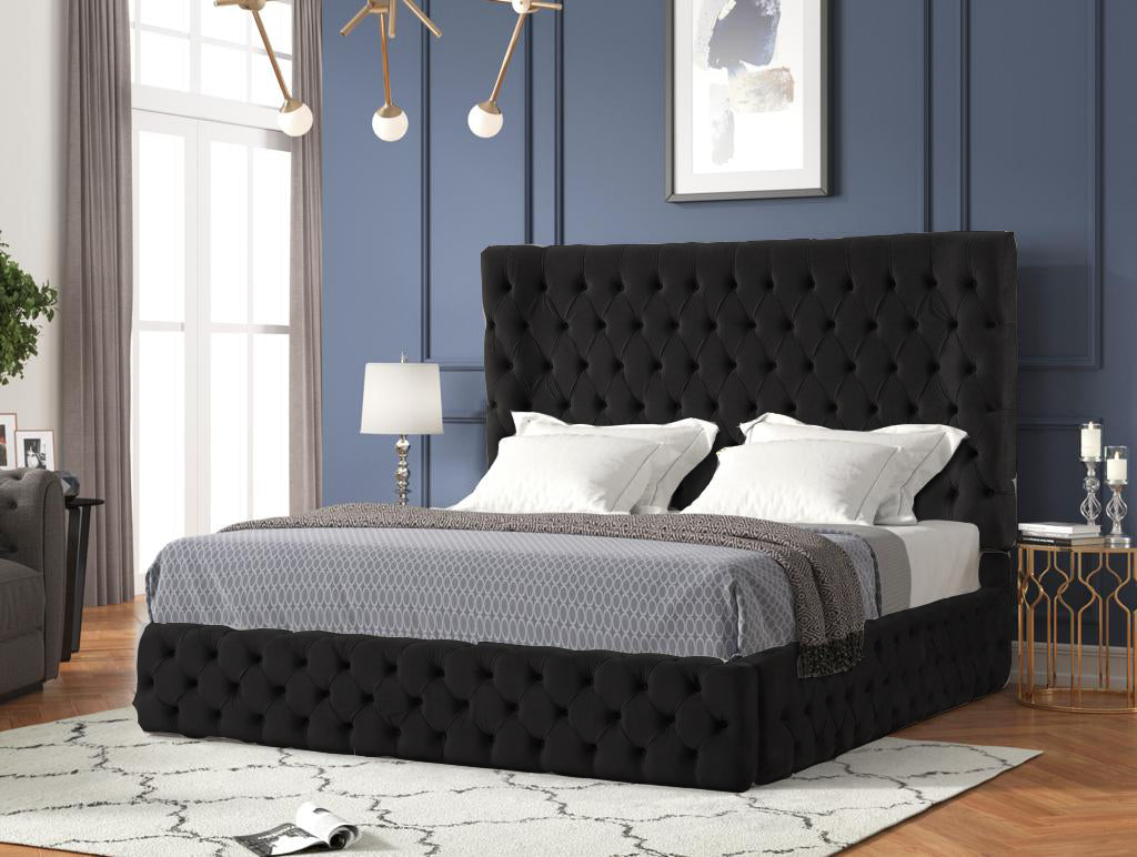 Tufted HighHeadborad Velvet bedFrame with Mattress