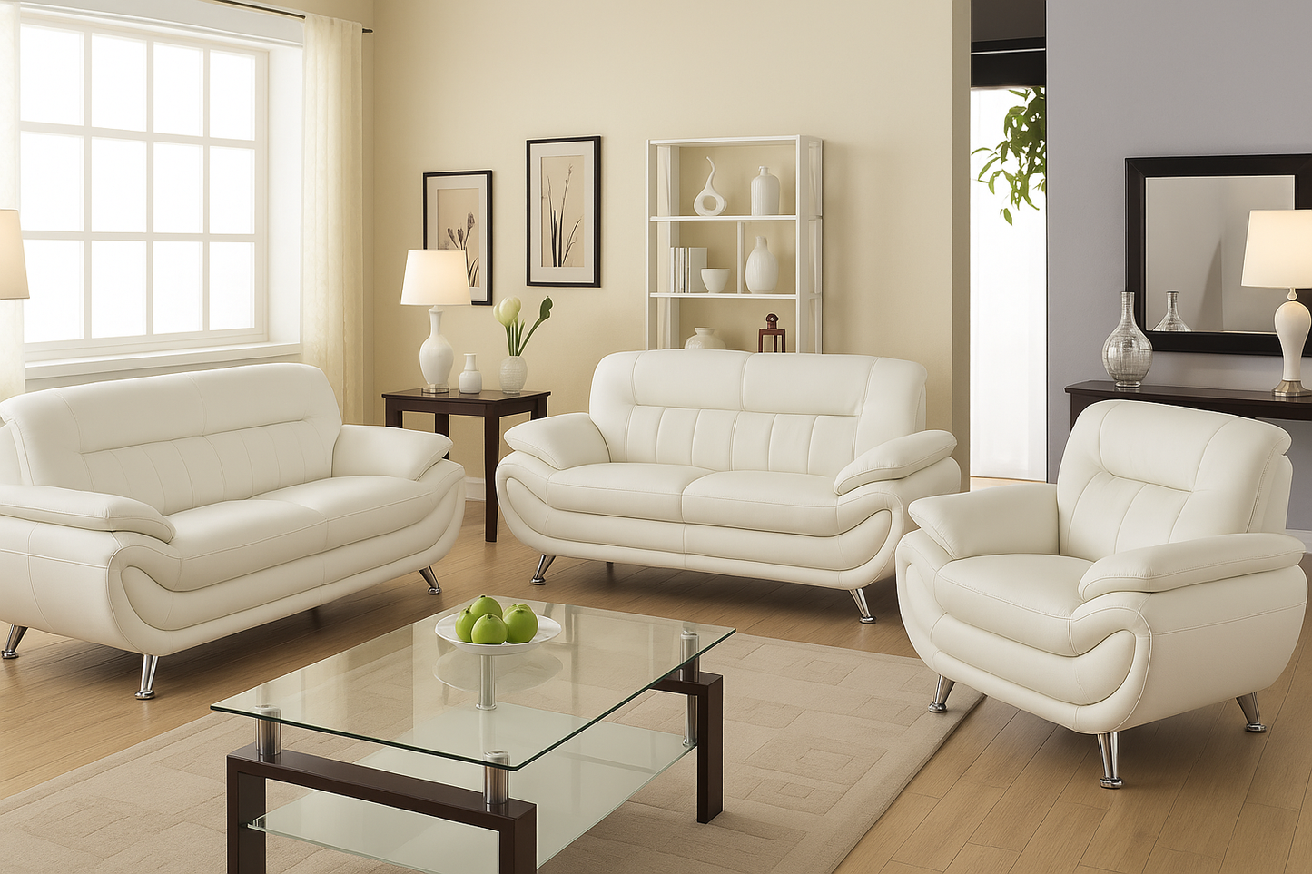 Modern Faux Leather Sofa Set 3+2+1