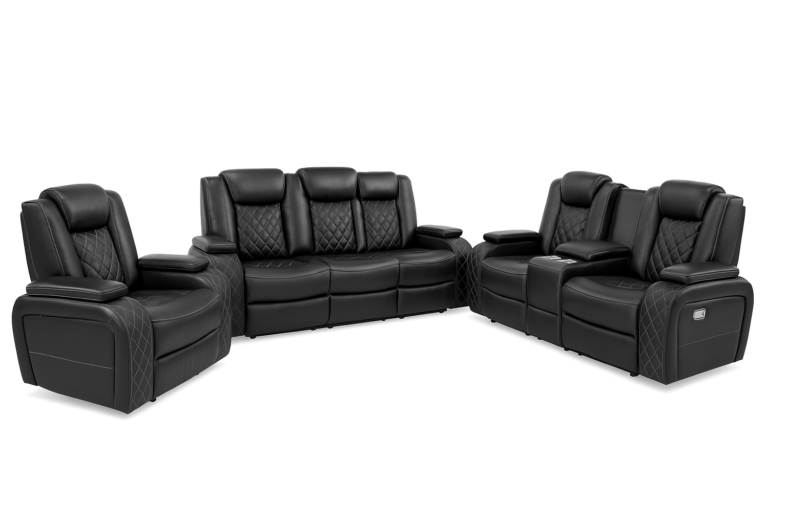 Luxury Power Recliner Sofa Set with LED Lights 3 + 2 + 1