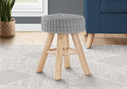GREY KNIT OTTOMAN  / NATURAL WOOD LEGS