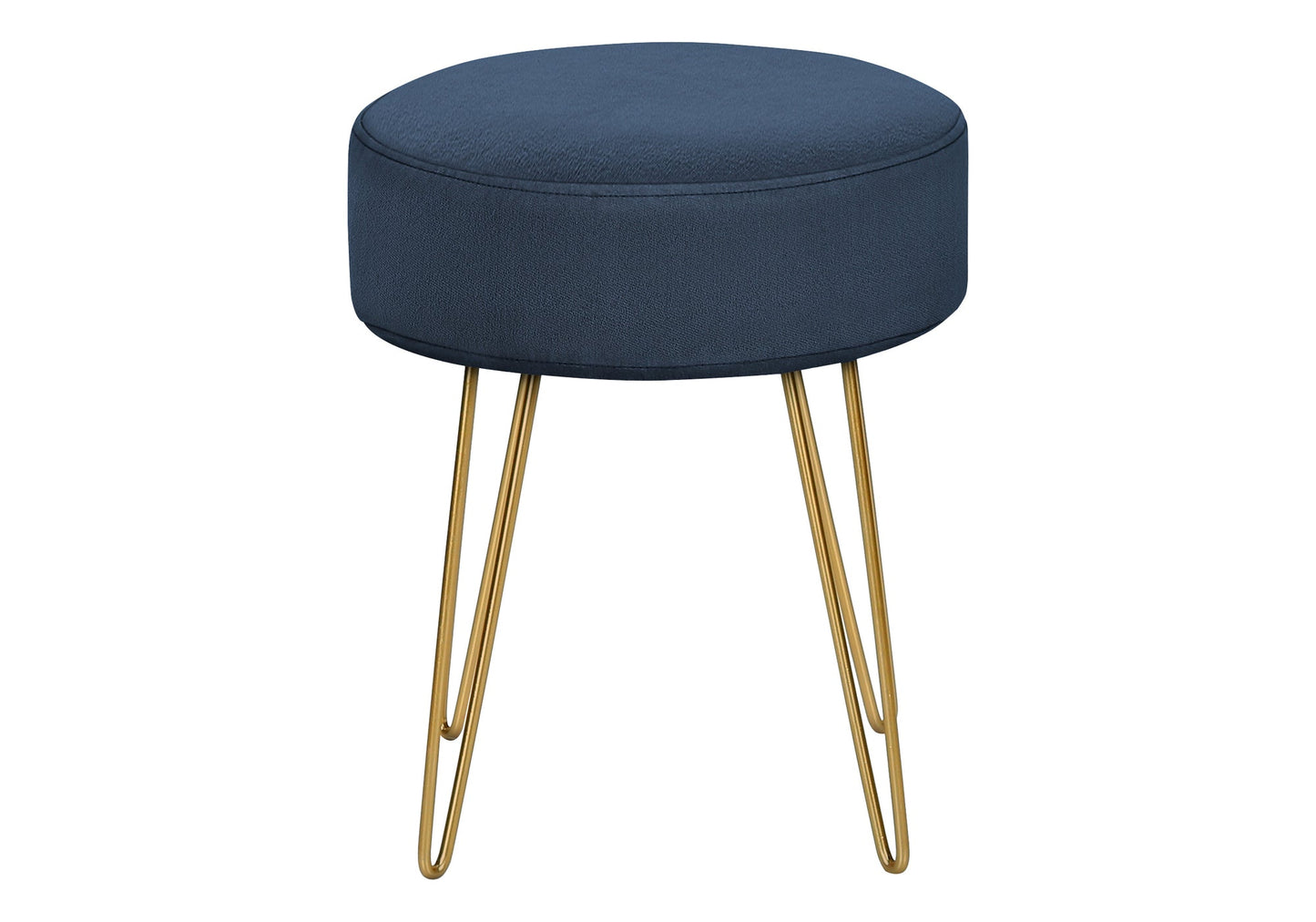 OTTOMAN - BLUE FABRIC / GOLD METAL LEGS