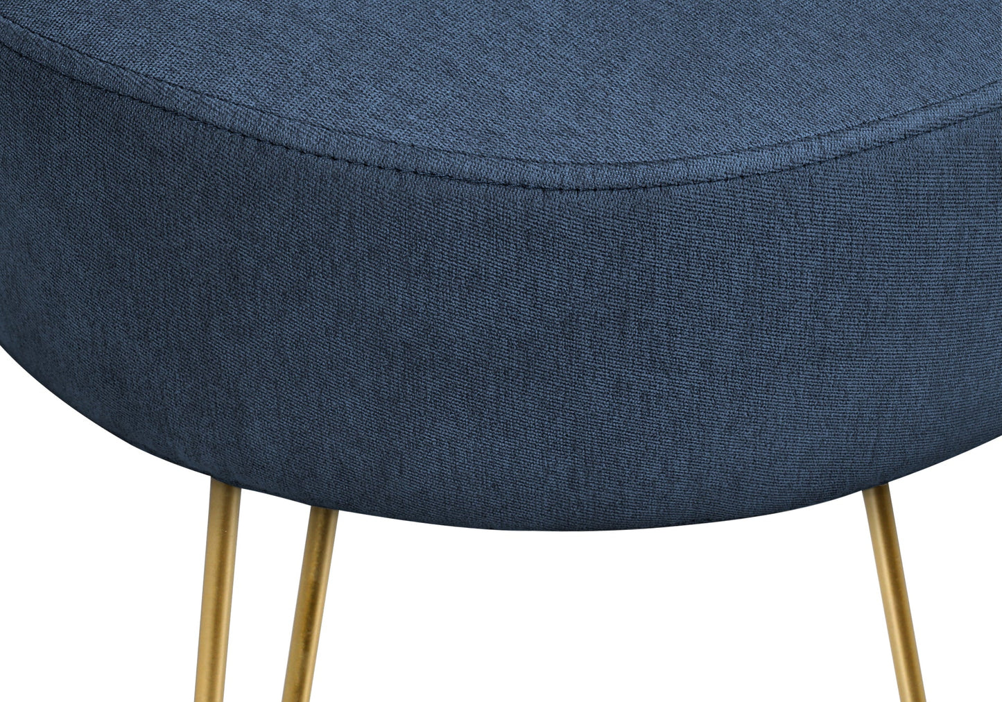 OTTOMAN - BLUE FABRIC / GOLD METAL LEGS