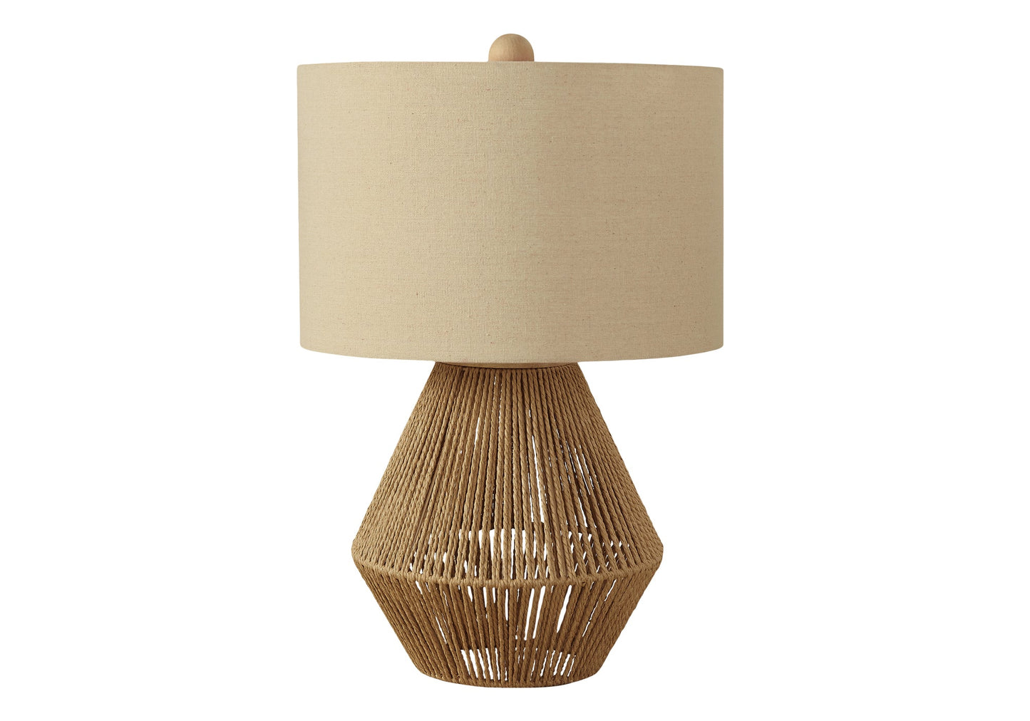 LIGHTING - 22"H TABLE LAMP BROWN ROPE / BEIGE SHADE