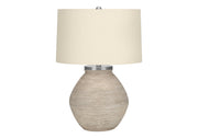 LIGHTING - 25"H CREAM CONCRETE TABLE LAMP / BEIGE SHADE