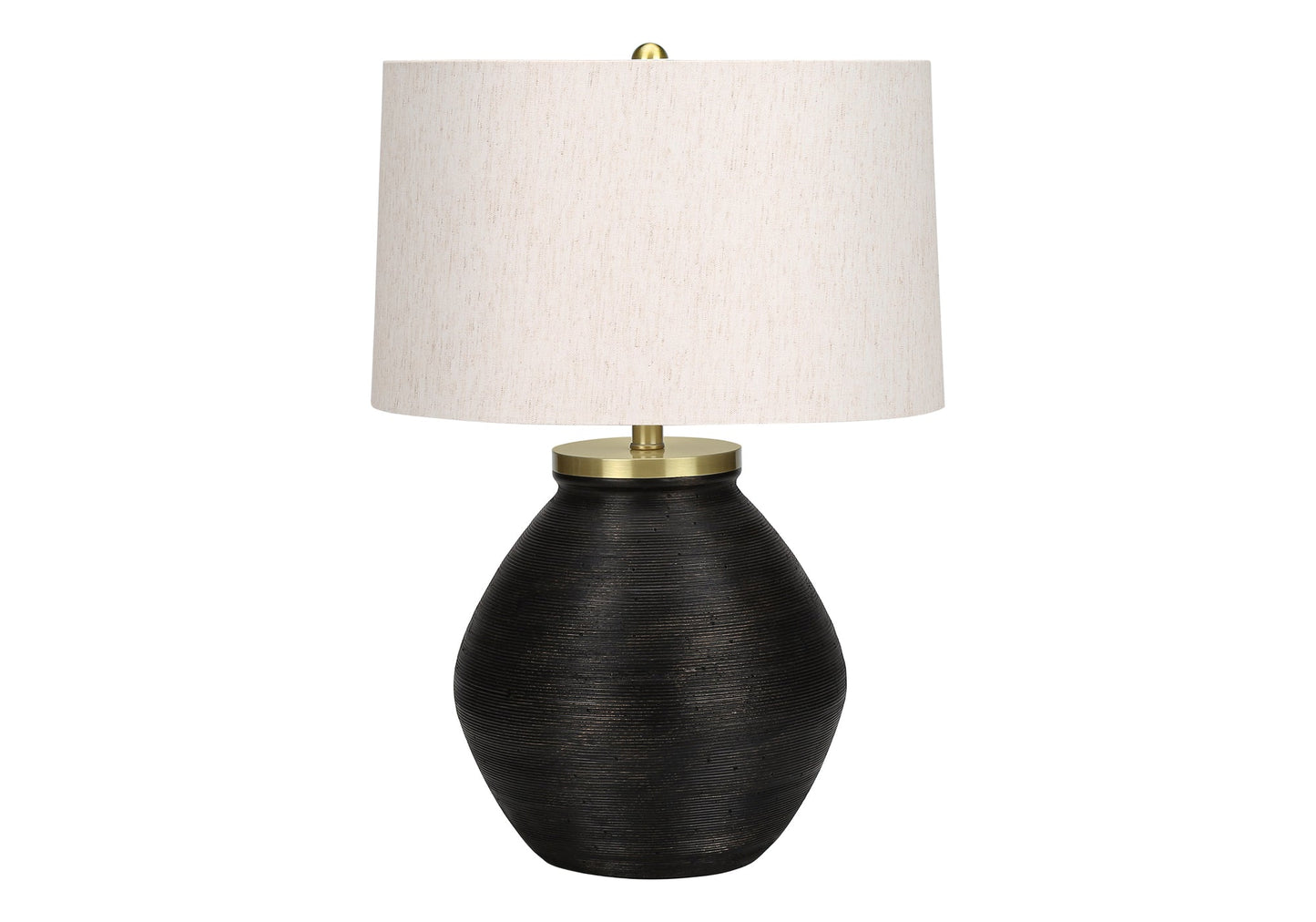 LIGHTING - 25"H TABLE LAMP BLACK CONCRETE / IVORY SHADE