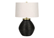 LIGHTING - 25"H TABLE LAMP BLACK CONCRETE / IVORY SHADE
