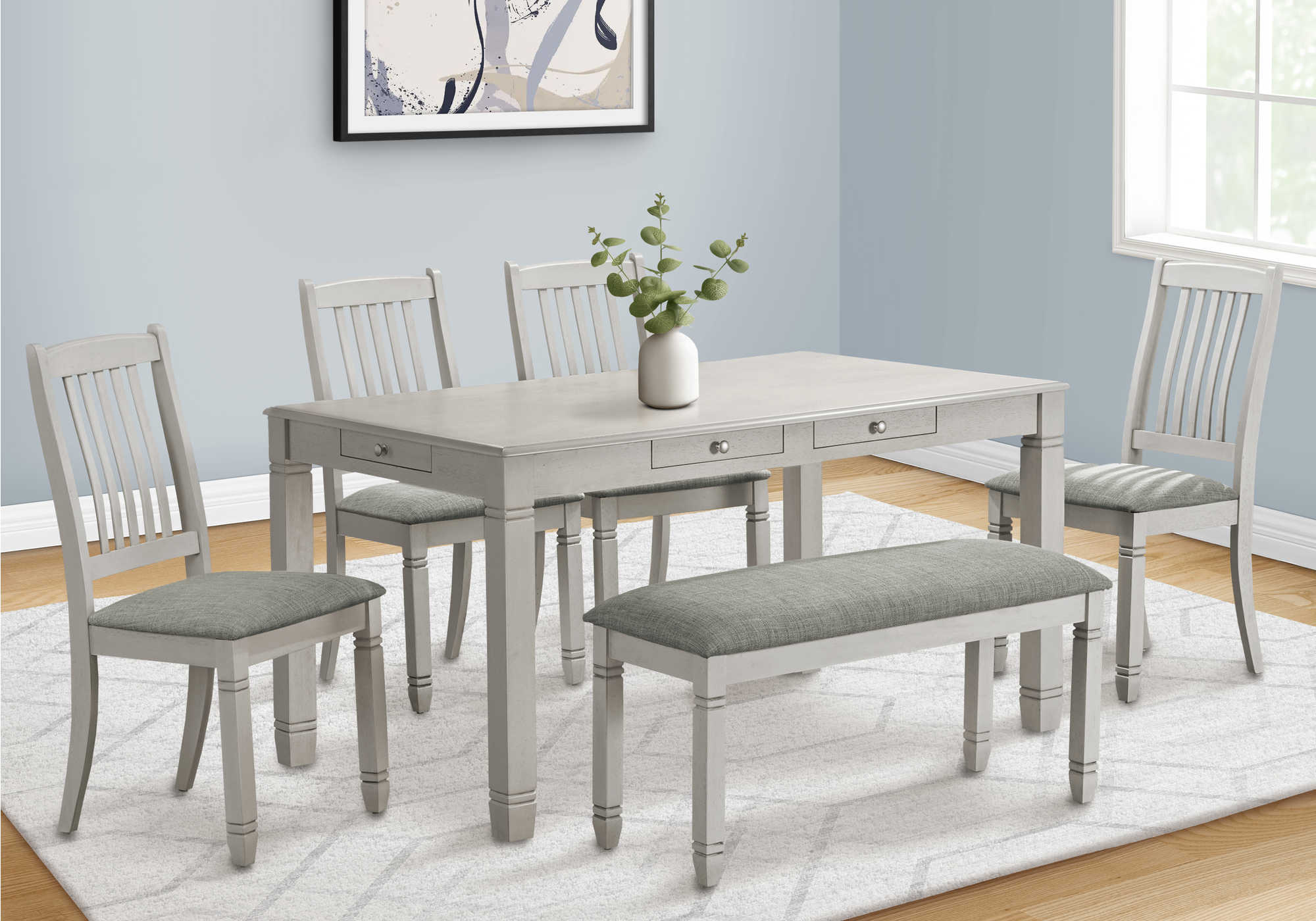 TABLE À MANGER - PLACAGE GRIS ANTIQUE 36"X 60"