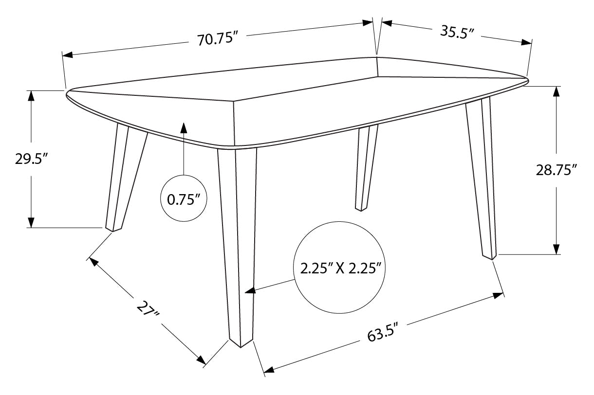 DINING TABLE - BROWN WALNUT VENEER / 36"X 72"