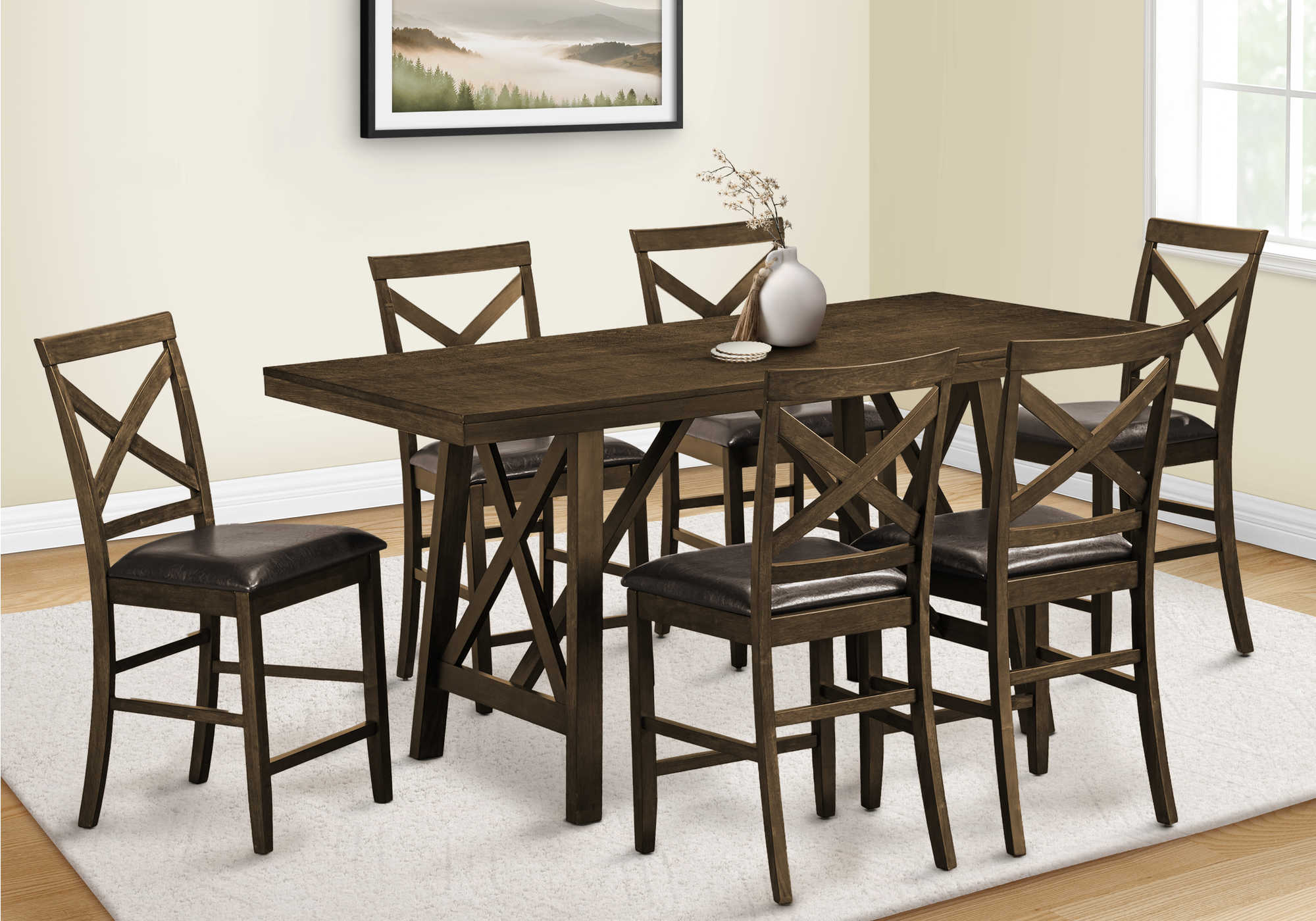 TABLE À MANGER - PLACAGE NOYER FONCÉ 36"X 72" HAUTEUR DU COMPTOIR