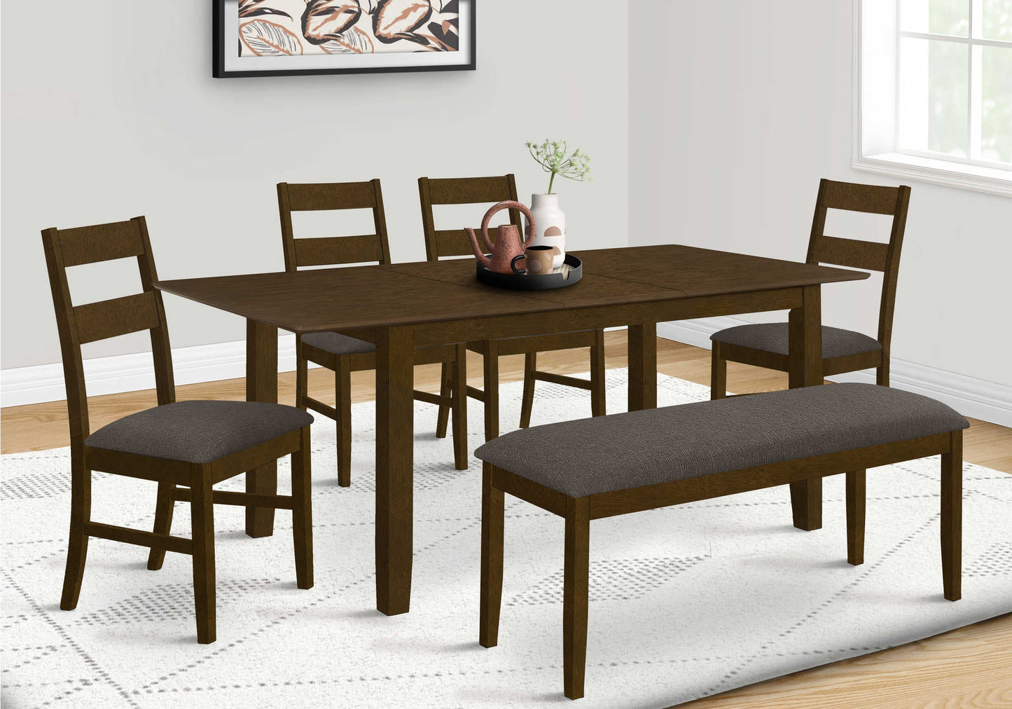 DINING TABLE - BROWN WALNUT 36"X 72"/ 18" EXTENSION PANEL