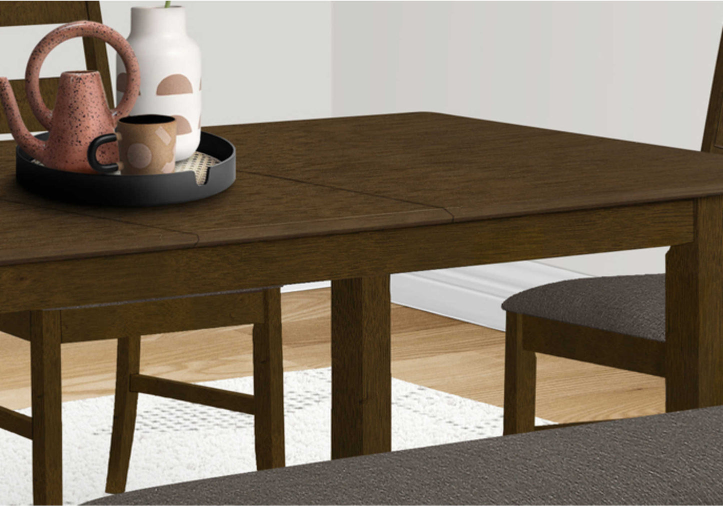 DINING TABLE - BROWN WALNUT 36"X 72"/ 18" EXTENSION PANEL