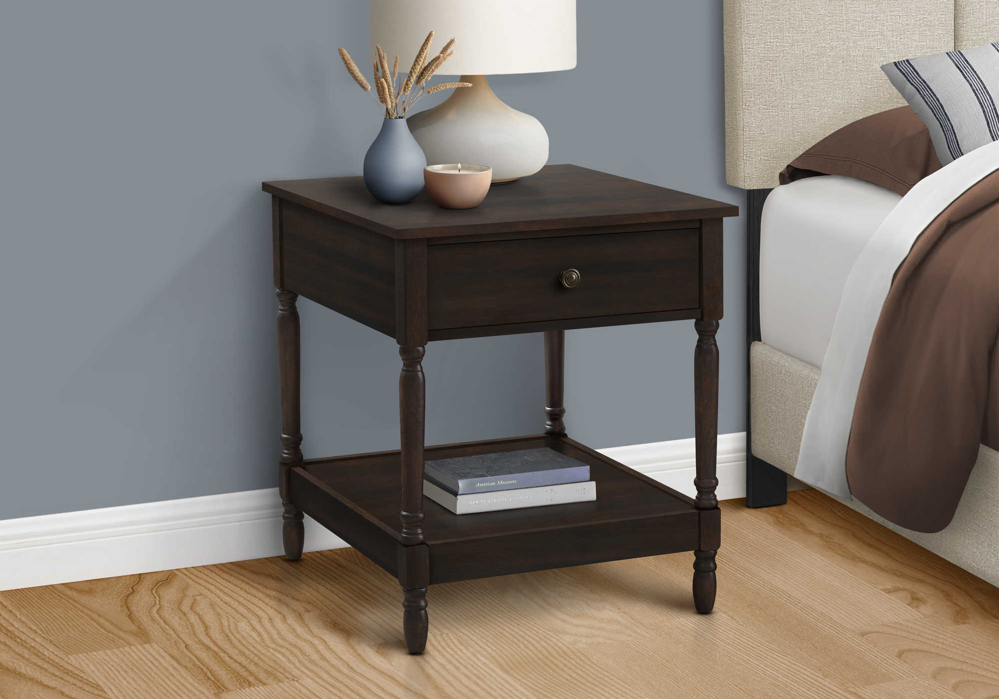 ACCENT TABLE - 25"H / DARK WALNUT VENEER END TABLE