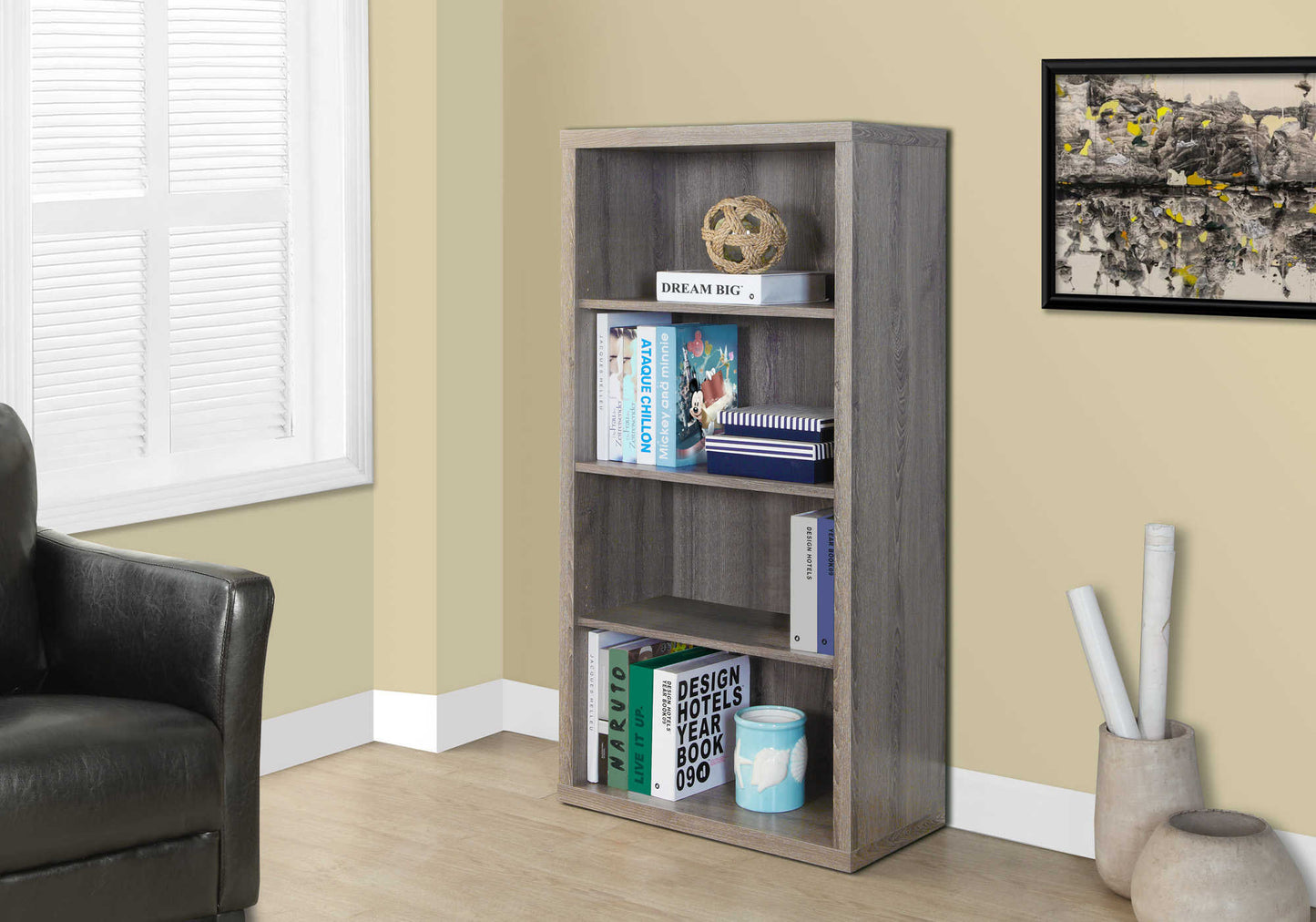 48" White Bookcase with Adjustable Shelves
