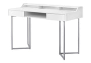 BUREAU D'ORDINATEUR - 48"L / BLANC / MÉTAL ARGENTÉ