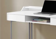 BUREAU D'ORDINATEUR - 48"L / BLANC / MÉTAL ARGENTÉ