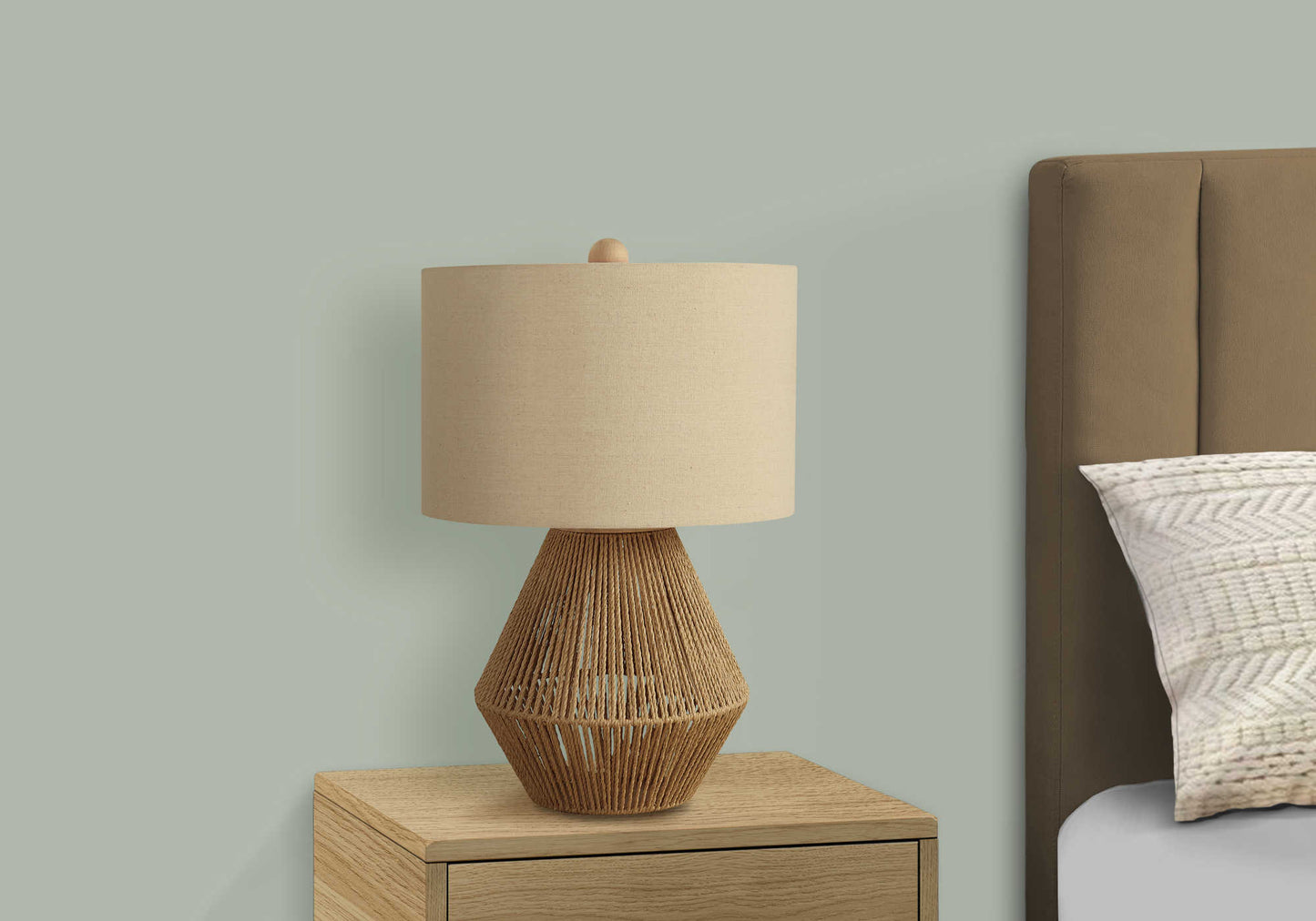 LIGHTING - 22"H TABLE LAMP BROWN ROPE / BEIGE SHADE