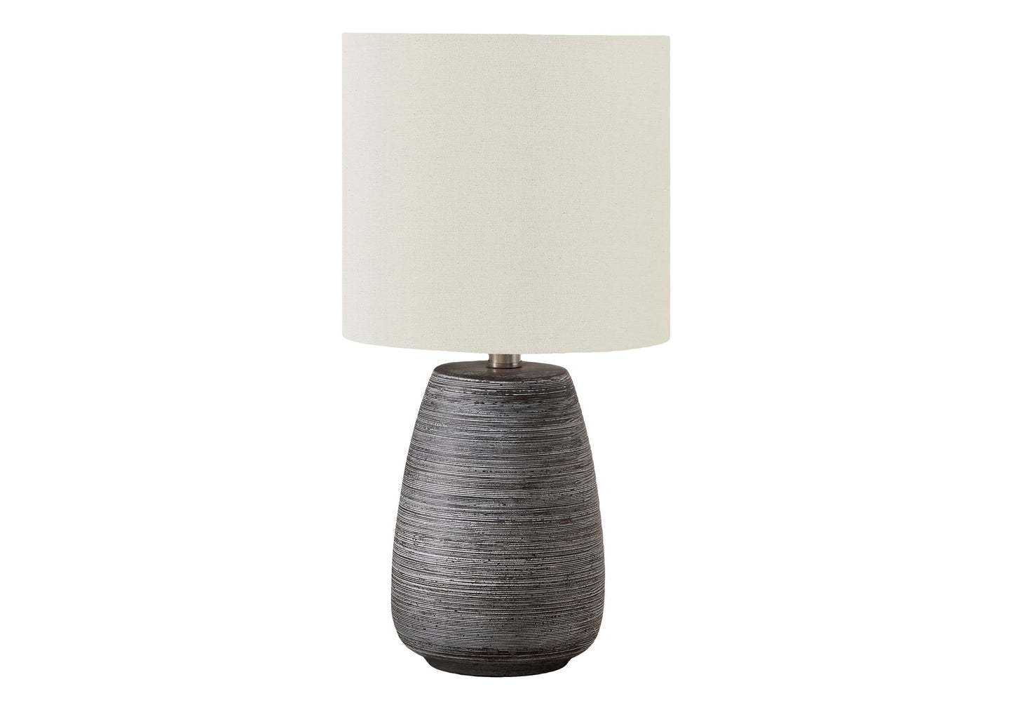 LIGHTING - 19"H TABLE LAMP GREY CERAMIC / IVORY SHADE