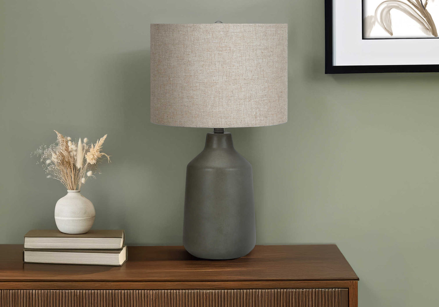LIGHTING - 24"H TABLE LAMP BLACK CONCRETE / GREY SHADE