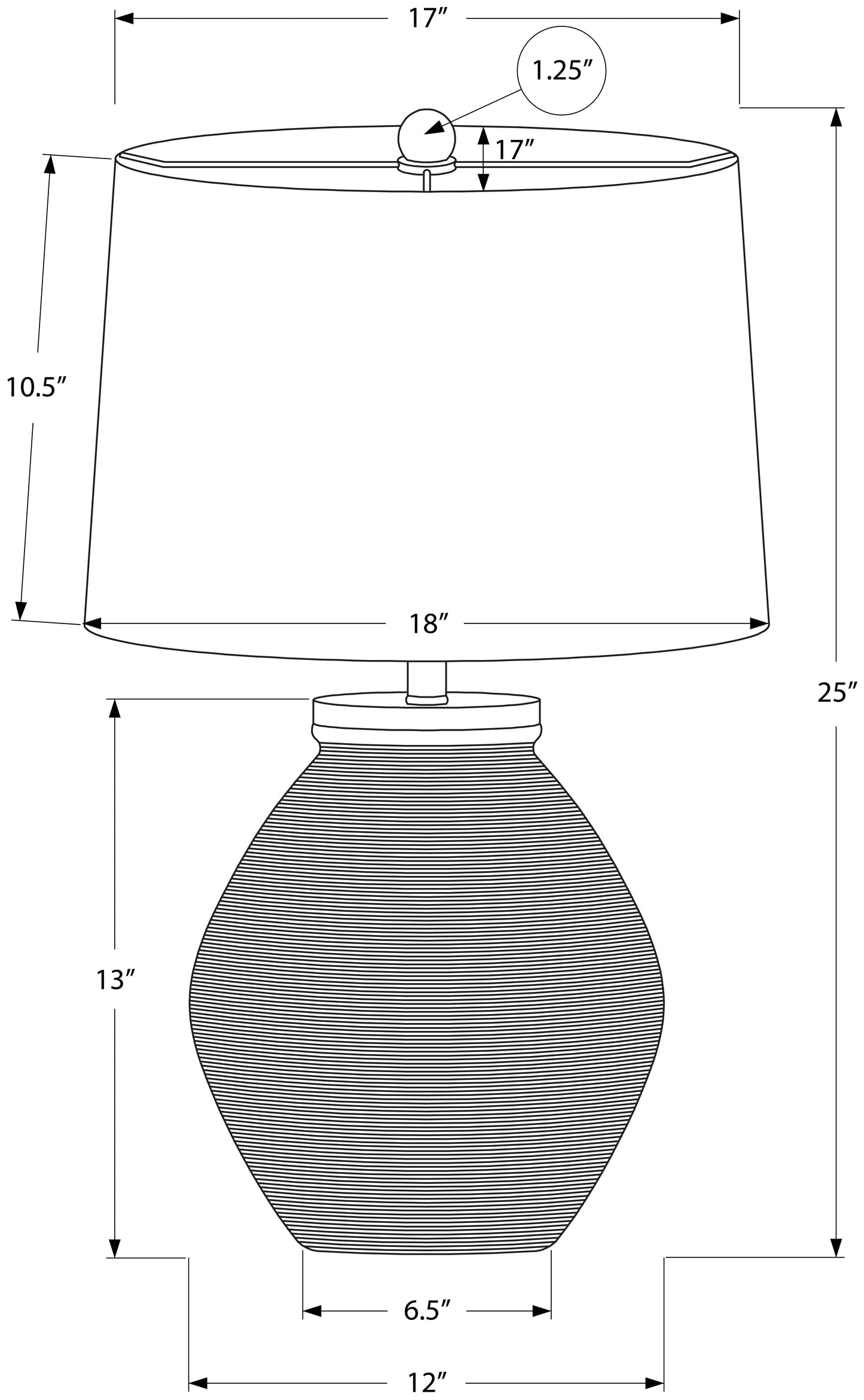 LIGHTING - 25"H TABLE LAMP BLACK CONCRETE / IVORY SHADE