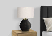LIGHTING - 25"H TABLE LAMP BLACK CONCRETE / IVORY SHADE
