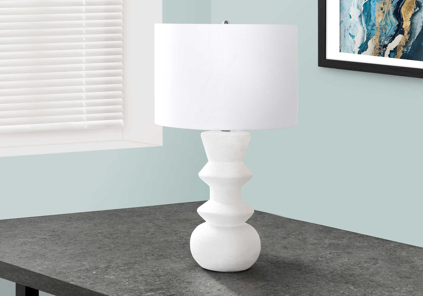 LIGHTING - 26"H TABLE LAMP BLACK CERAMIC / IVORY SHADE