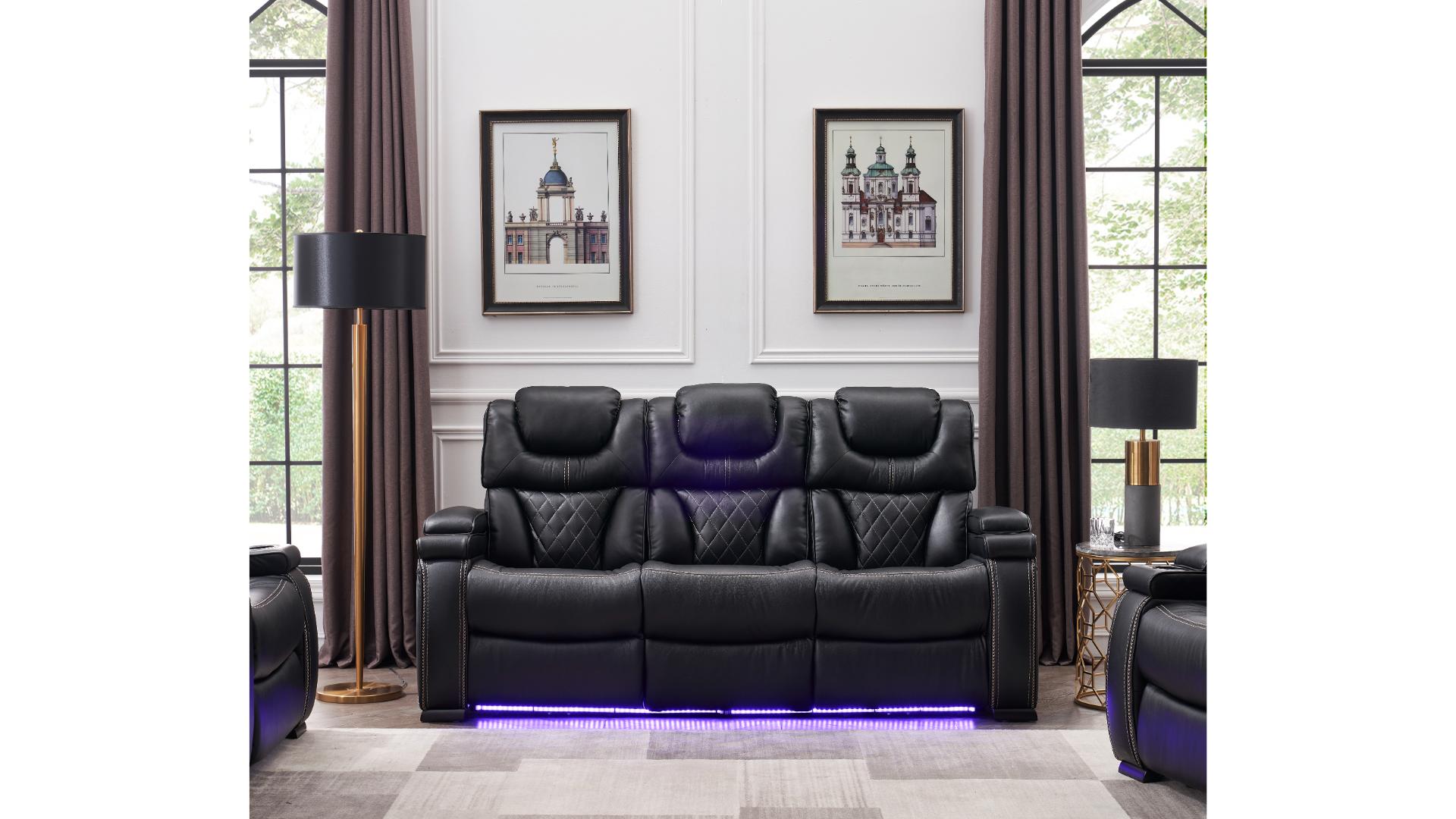 Power Recliner Leather Sofa 3 Seater