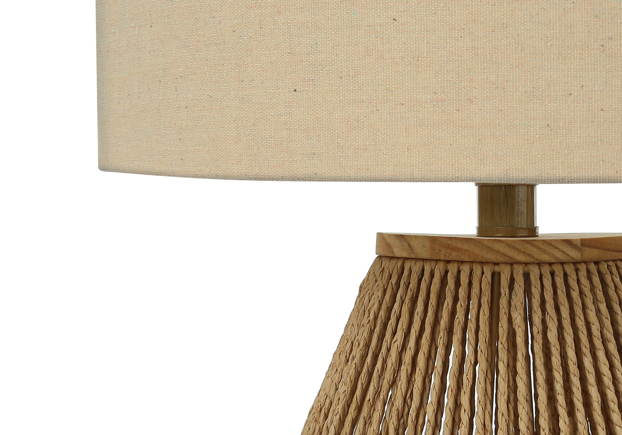 LIGHTING - 22"H BROWN ROPE TABLE LAMP Close up
