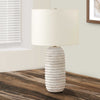 LIGHTING - 28"H CREAM RESIN TABLE LAMP / IVORY SHADE