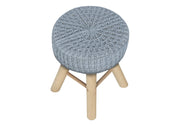 OTTOMAN - GREY KNIT / NATURAL WOOD LEGS