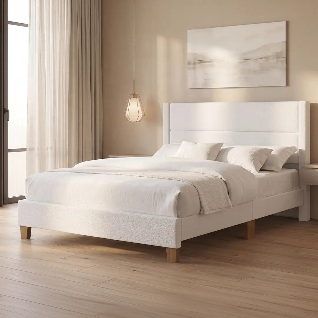 T-2175 Grey PU Leather Bed Frame