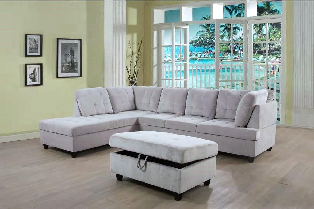Modern L-Shaped Sectional Sofa with Storage Ottoman