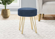blue fabric ottoman gold legs