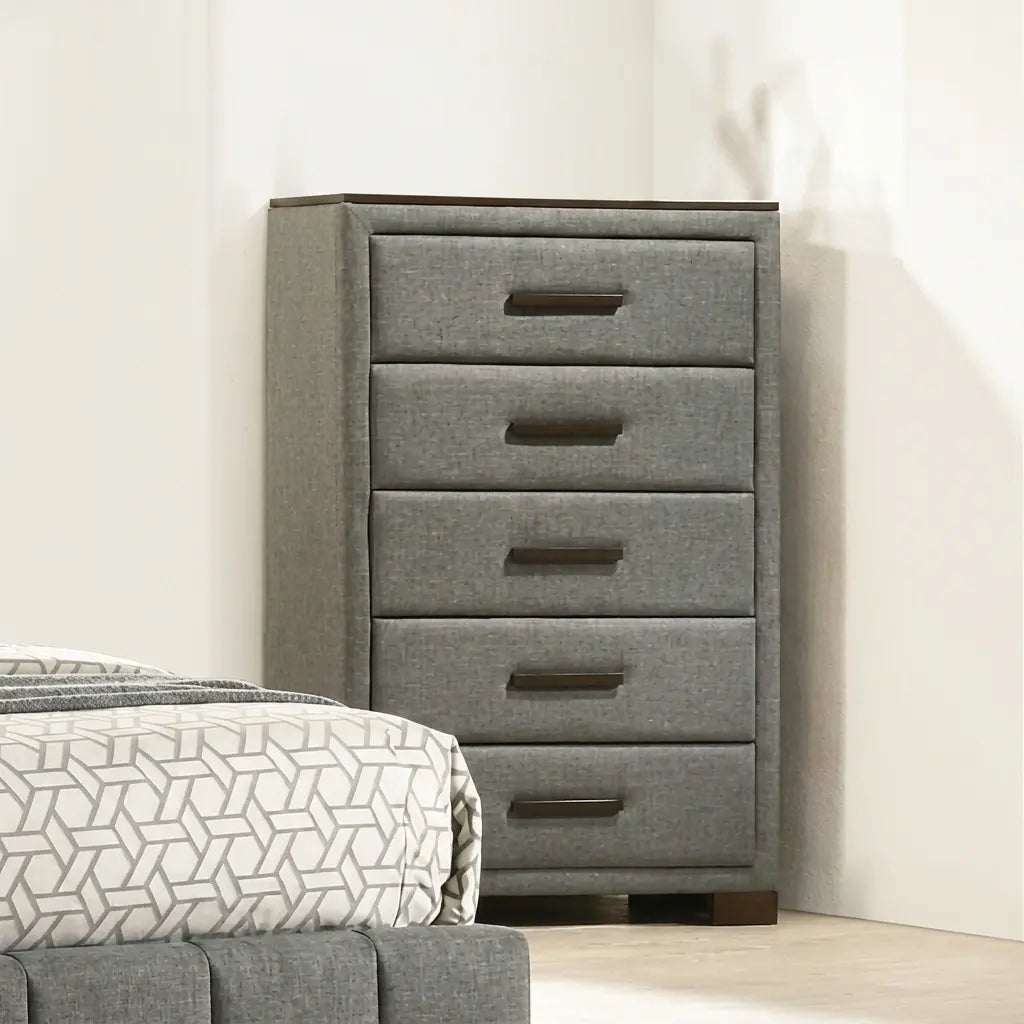 Dylan grey fabric nightstand with drawers