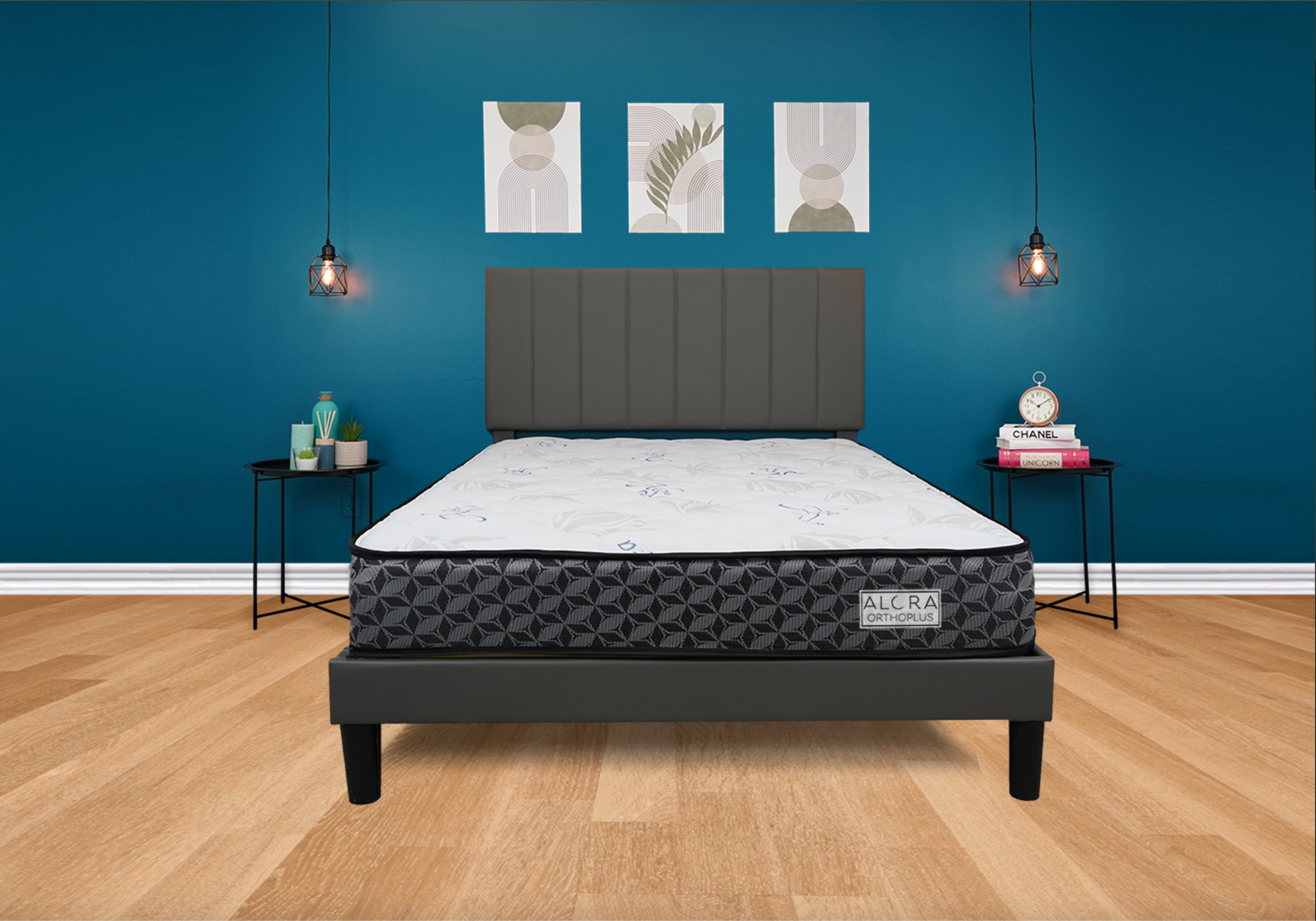 ront view of 10 Inch Orthopedic Spring Mattress with breathable fabric

