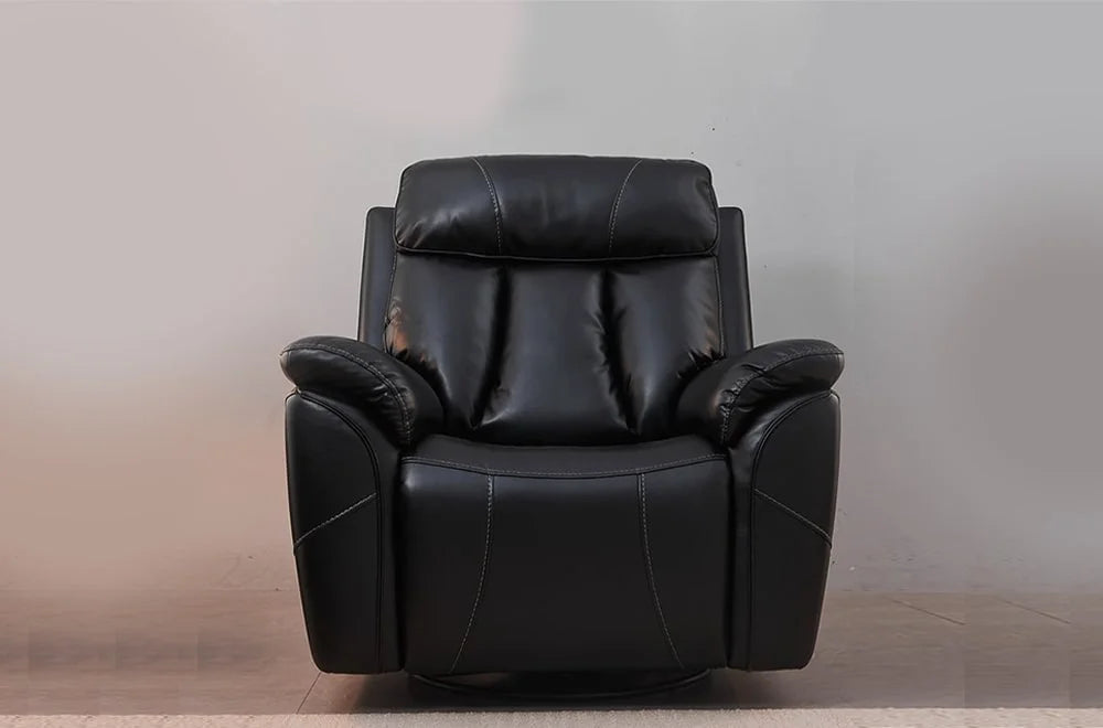 Black Leather Air Power Reclining Sofa Set"