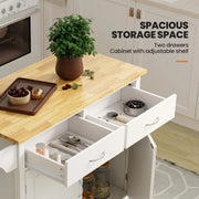 Modern Rolling Kitchen Cart Island with Wood Counter Top