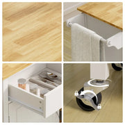 Modern Rolling Kitchen Cart Island with Wood Counter Top