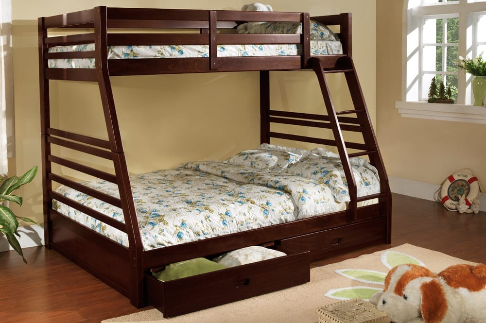 Drawer bunk bed single over double wooden