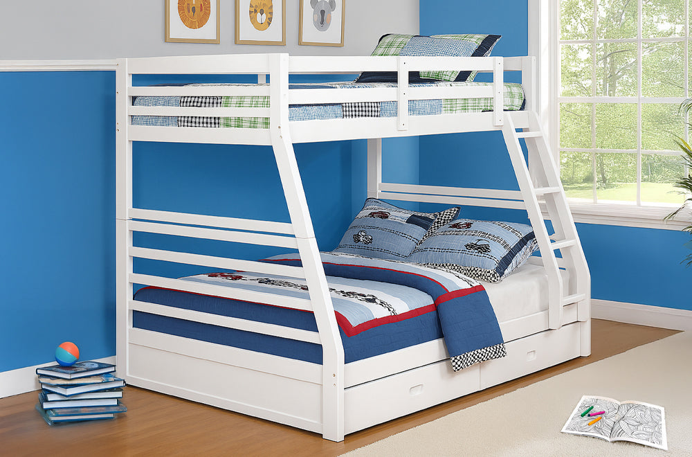 Drawer bunk bed single over double wooden
