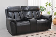 Black Leather Air Power Reclining Sofa Set"