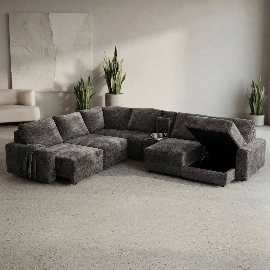 7-piece power sectional sofa with reclining seats