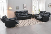 Black Leather Air Power Reclining Sofa Set"