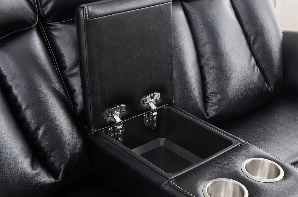 Black Leather Air Power Reclining Sofa Set"