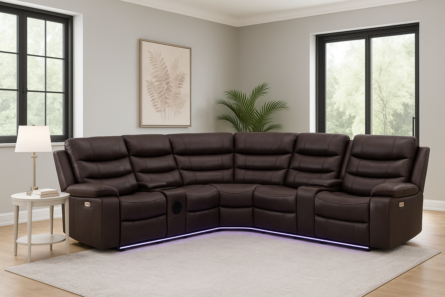 Costa Power Reclining Sectional Sofa with LED Lighting